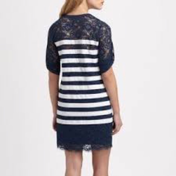 BCBG Navy and white stripped stress. Size 0. LIKE NEW. - Picture 2 of 7